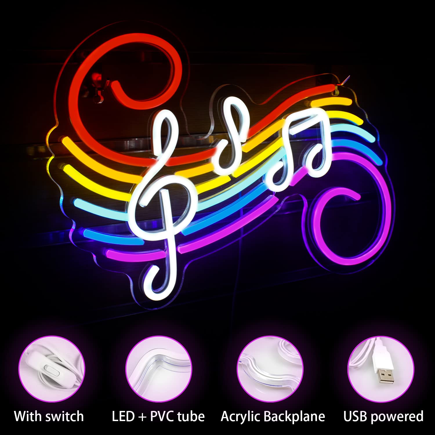 Music Notes Neon Sign Customiz - Lighting Decor Wedding ulasan dan harga