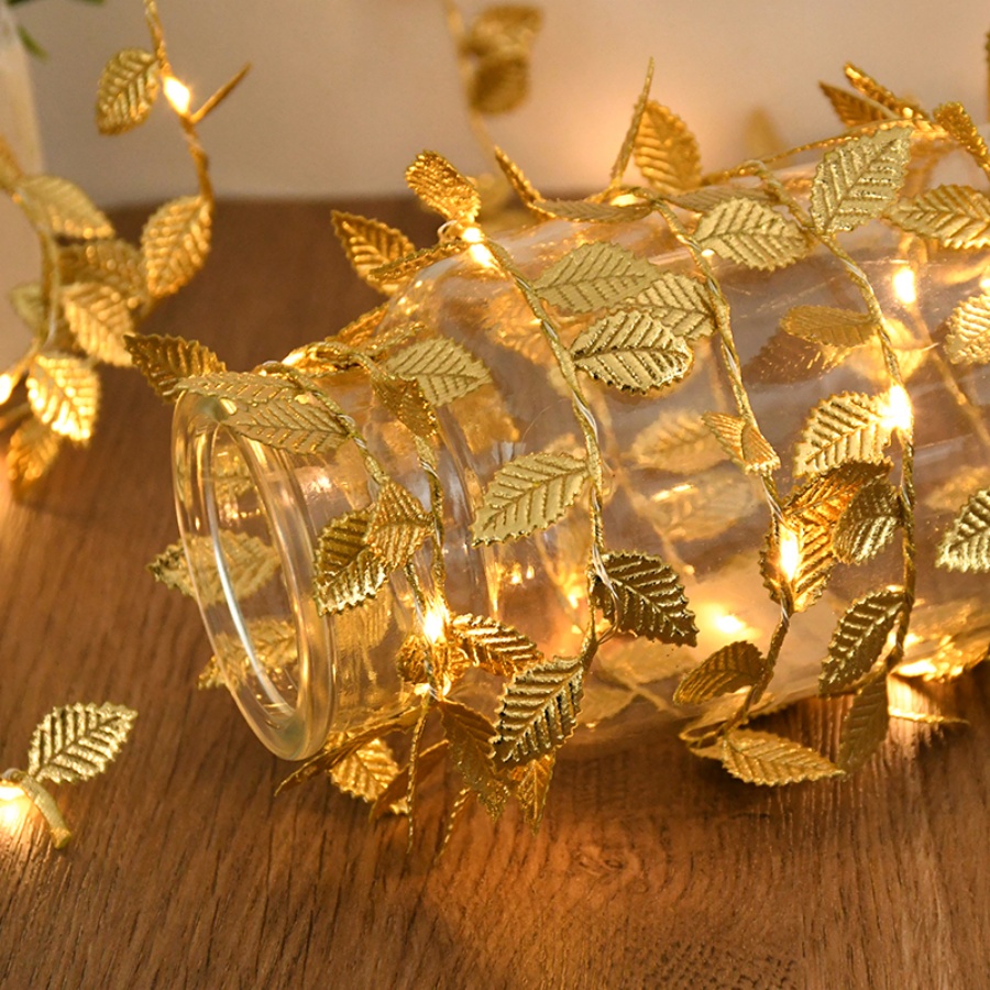 Golden Leaf Rattan Copper Wire - Outdoor Lighting Wedding Decor ulasan dan harga