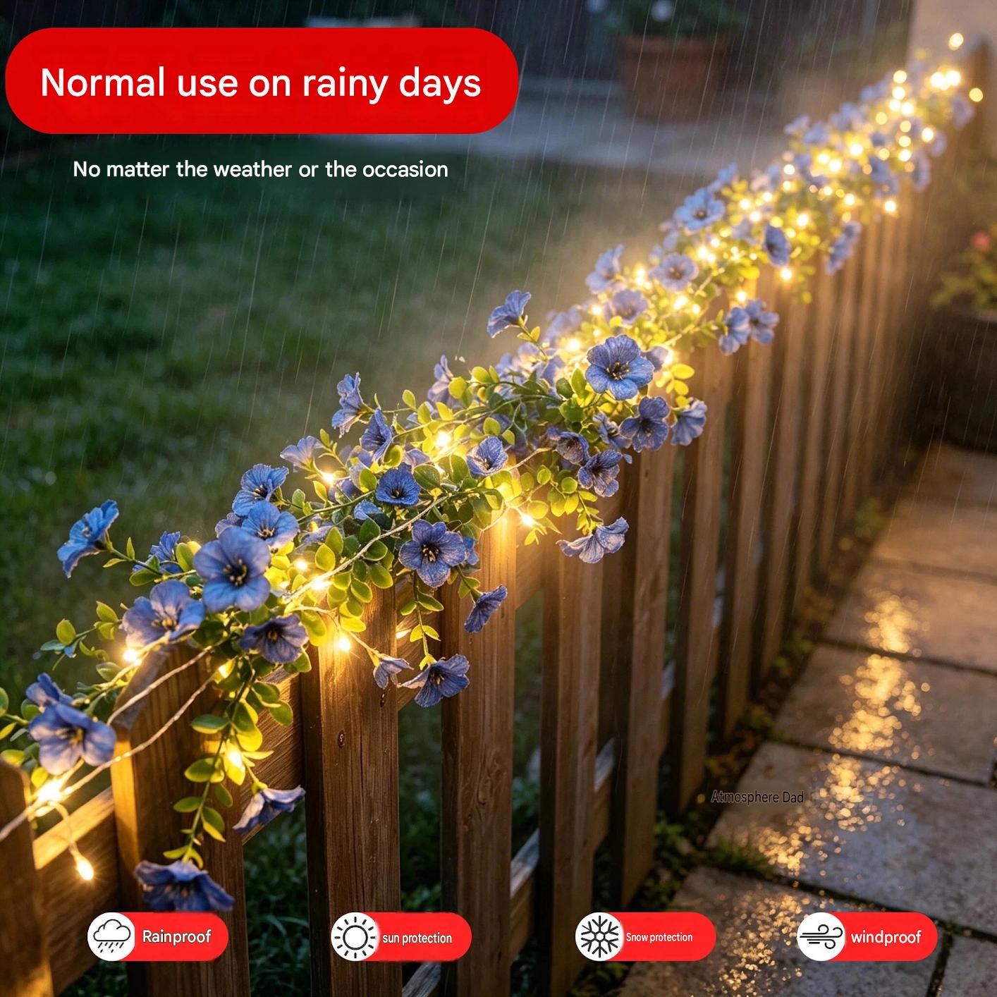 Solar Rose Vine String Lights  - Outdoor Lighting Wedding Decor ulasan dan harga