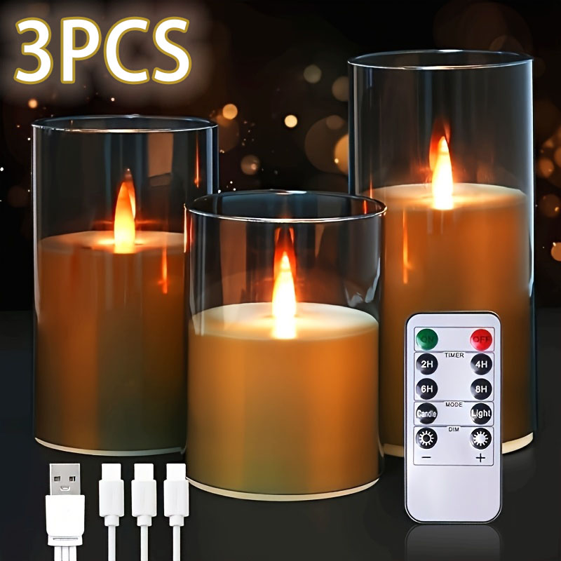 3 Pack Rechargeable Pillar Fak - Lighting Decor Living Room ulasan dan harga