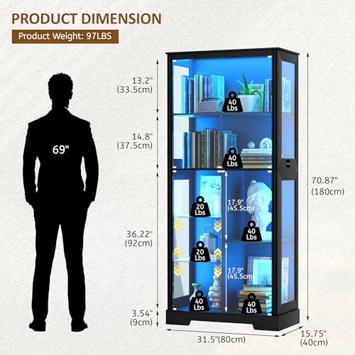 71” Glass Display Cabinet with - Lighting & Home Decor Studio Photos ulasan dan harga
