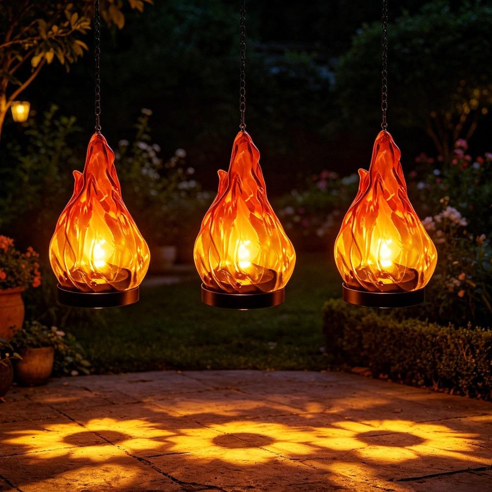 Solar Flame Hanging Lantern Li - Garden Lighting Decor ulasan dan harga